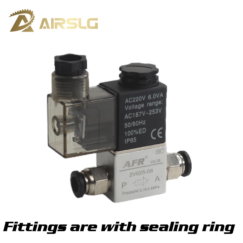 Válvula Solenóide de ar Pneumático tipo Airtac ar Normalmente Fechado Válvula Magnética 2v02508 dc 12v 24v 220v Posições