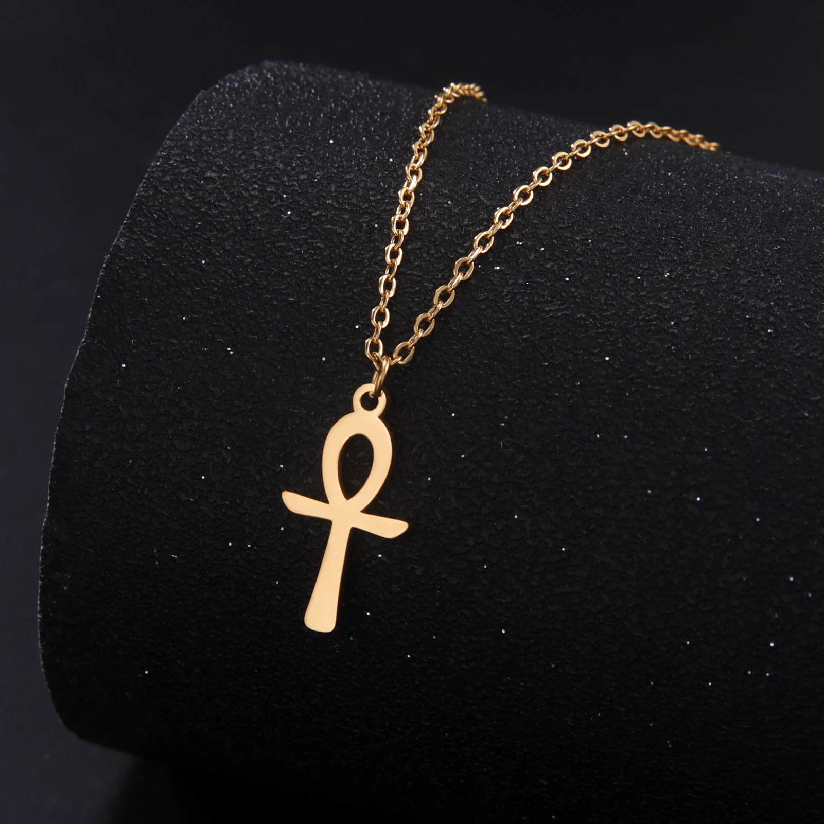 LIKGREAT Vintage Stainless Steel Ankh Cross Egyptian Amulet Pendant Necklace Religious Collar Chain Jewelry for Women Men - Image 4