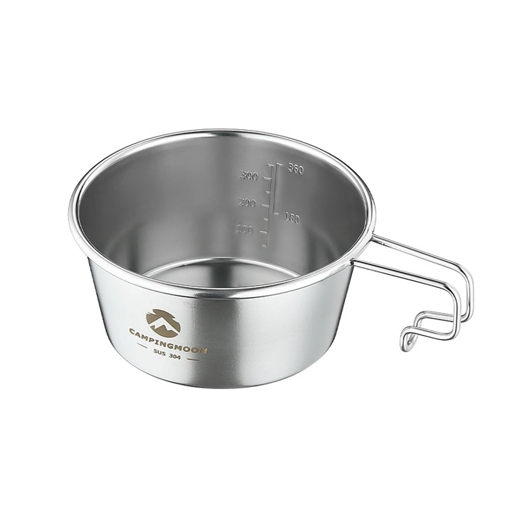 

1pc Mug 450ml Stainless Steel Deep Type Camping Sierra Cup Mug Picnic Bowl Portable Handle Overlapping Outdoor Tableware Parts