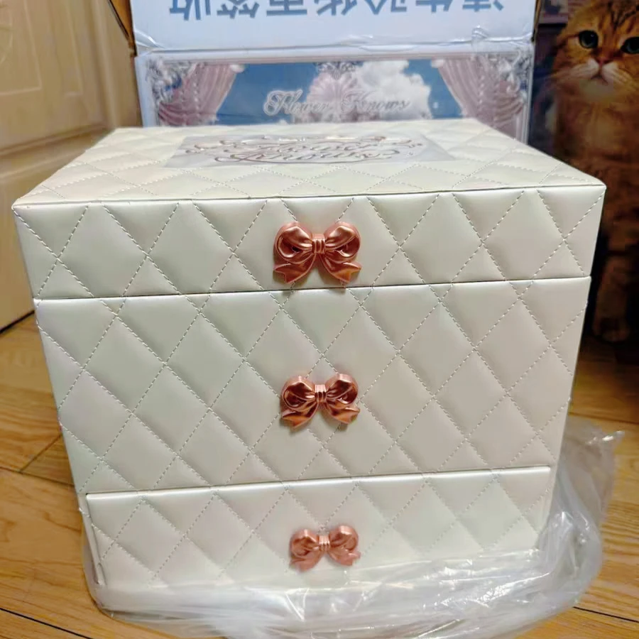 플라워 노즈 메이크업 케이스 크리스마스 한정판 주얼리 박스 가죽 수납함 화장..