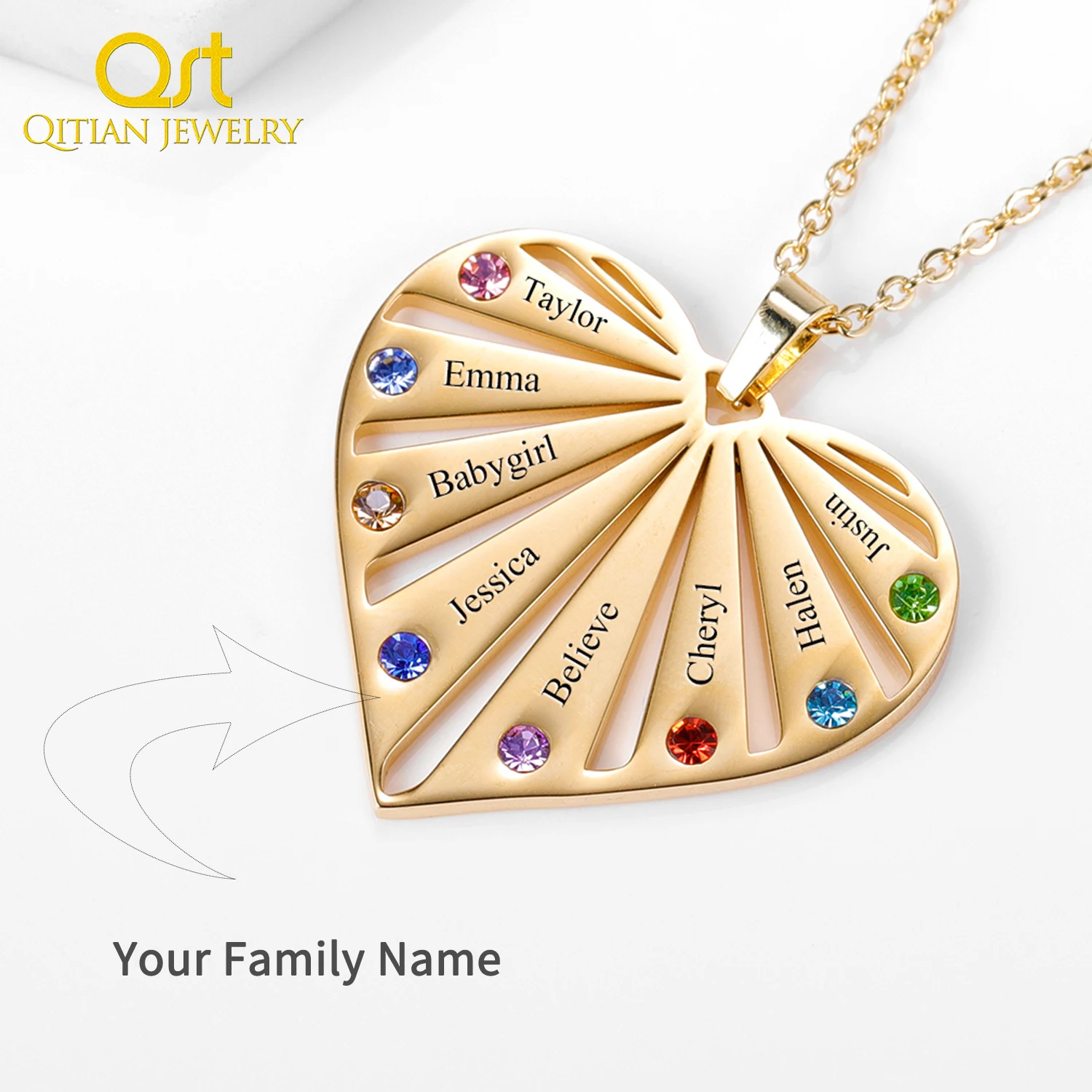 Custom Birthstone Necklace For Mom Or Grandma — Personalized Family Jewelry With 1-8 Simulated Stones, Perfect Mother’s Day Gift