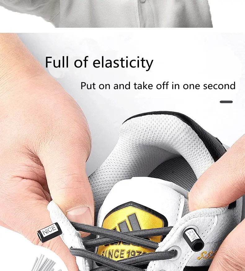 2025 New No Tie Shoe Laces Elastic Laces Sneakers Round Shoelaces Without Ties Kids Adult Quick Shoe Lace Rubber Bands for Shoes