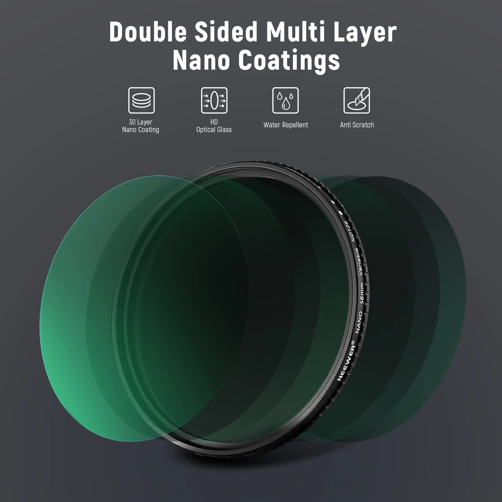 Neewer Variable ND Filter ND8-ND128 Camera Lens Filter Neutral Density Ultra-Slim HD Filter with 30 Multi-Layer Nano Coatings 5