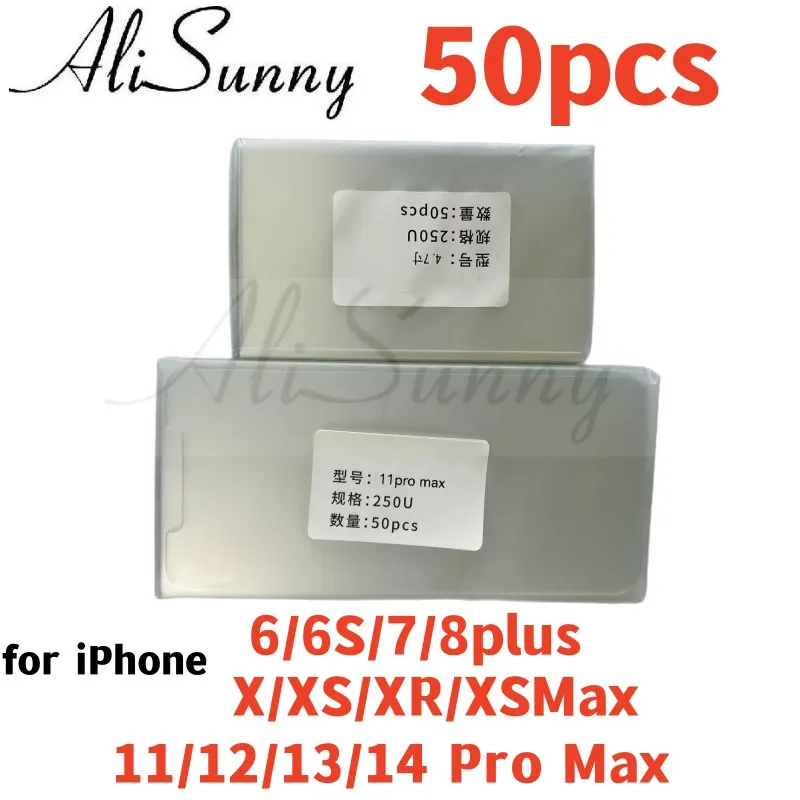 50pcs OCA 필름 iPhone 12 13 14 15 Pro Max 11 XS 6 7 7.2 ..