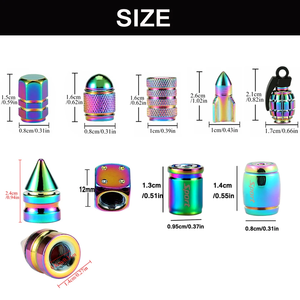 4Pcs/Set Multicolor Tire Valve Stem Caps 2