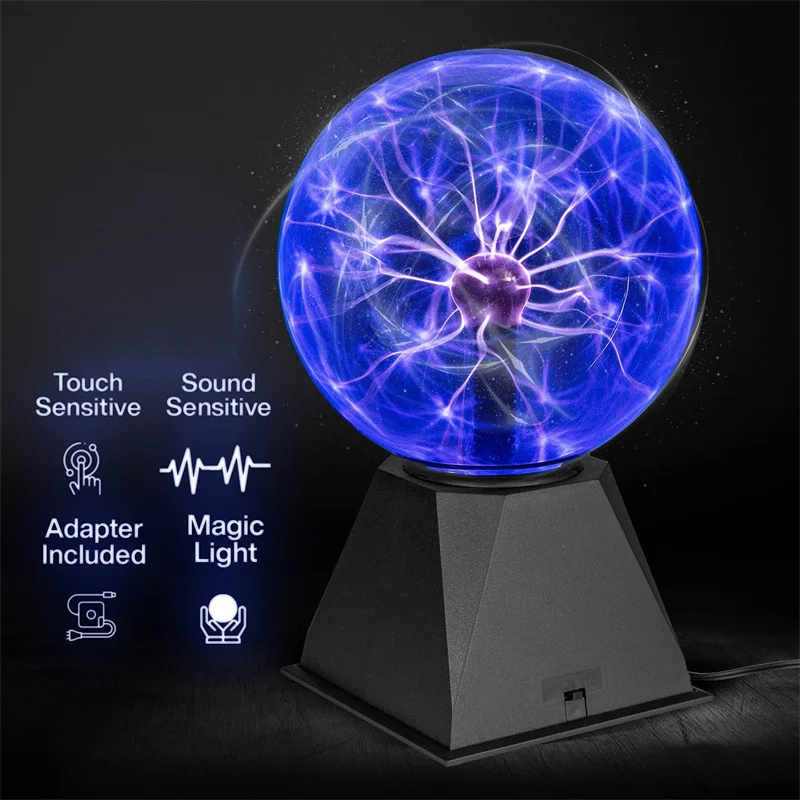 Blue 12 Tesla Plasma Ball Sphere Holiday Party Bar Lamp Light Lighting  Decor