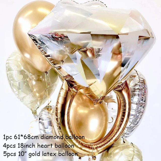 Herr & Frau Liebe Ballon Roségold Diamant Ring Folie Luftballons Party Dekorationen Kit Hochzeit Valentinstag Braut dusche Spielzeug Globos – Detail 4