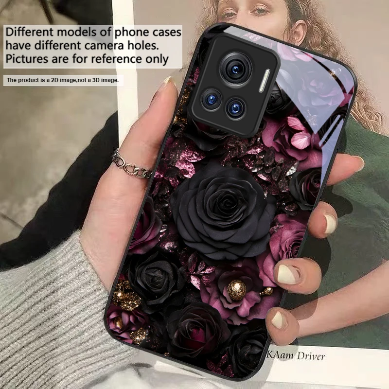Wine Red Floral Petals Glass Phone Case