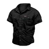 New Mens Military Shirt Men Short Sleeve Cargo Shirts 100% Cotton Casual Solid Shirt Male Pocket Work Shirt Tactical Shirt 5