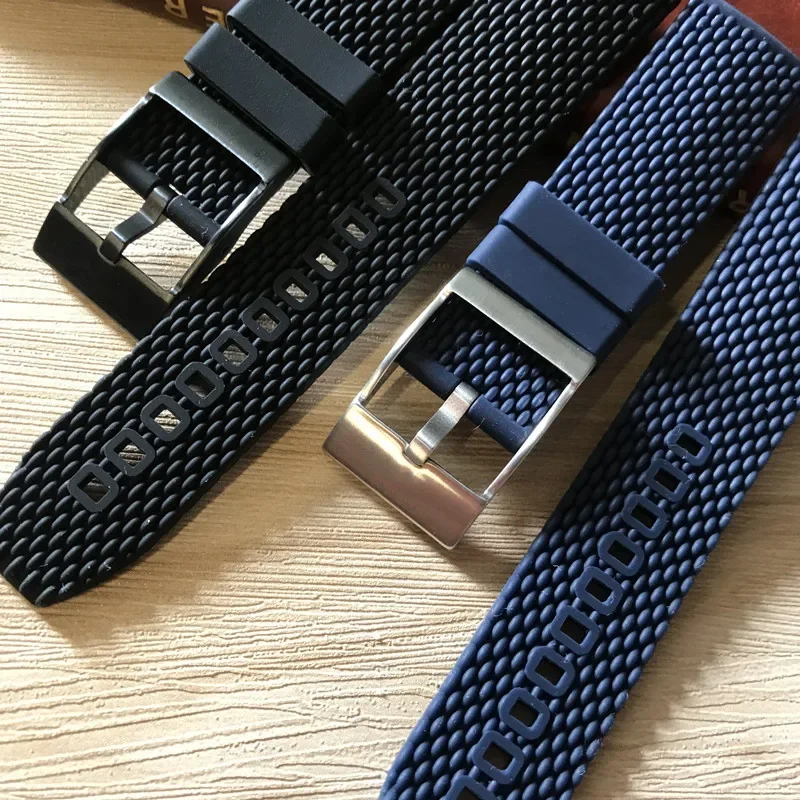 22Mm Black Rubber Watch Band For Breitling Superocean Heritage Ab201012 Navitimer Avenger Rubber Watch Straps Dive Bracelet