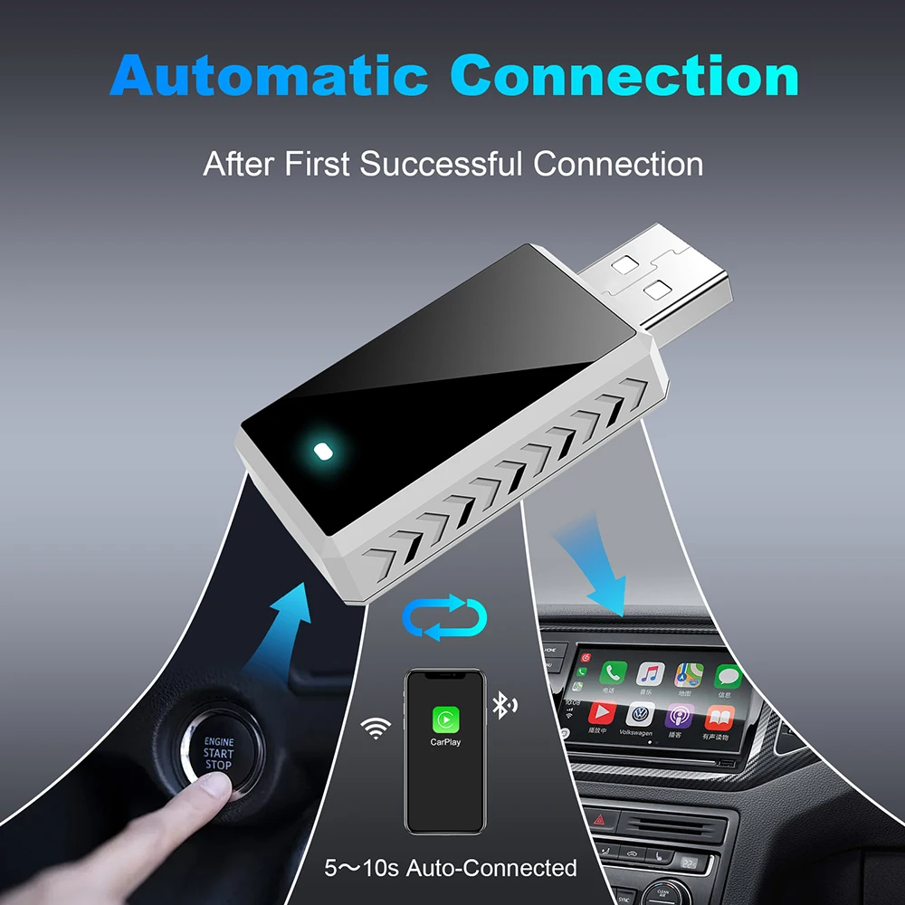 2in1 무선 Carplay 어댑터 안드로이드 자동 스마트 동글 미니 박스 플러그 앤 플레이 볼보 벤츠 캐딜락 지프 렉서스 뷰익 폭스바겐