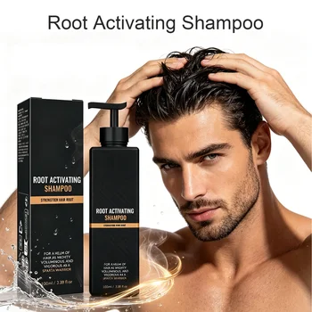 Shampoo per Uomo, Cura del Cuoio Capelluto, Pulizia Profonda con Zenzero e Liquirizia, Volumizzante, per Uso Quotidiano, Migliora il Volume dei Capelli Diradati, 100ml