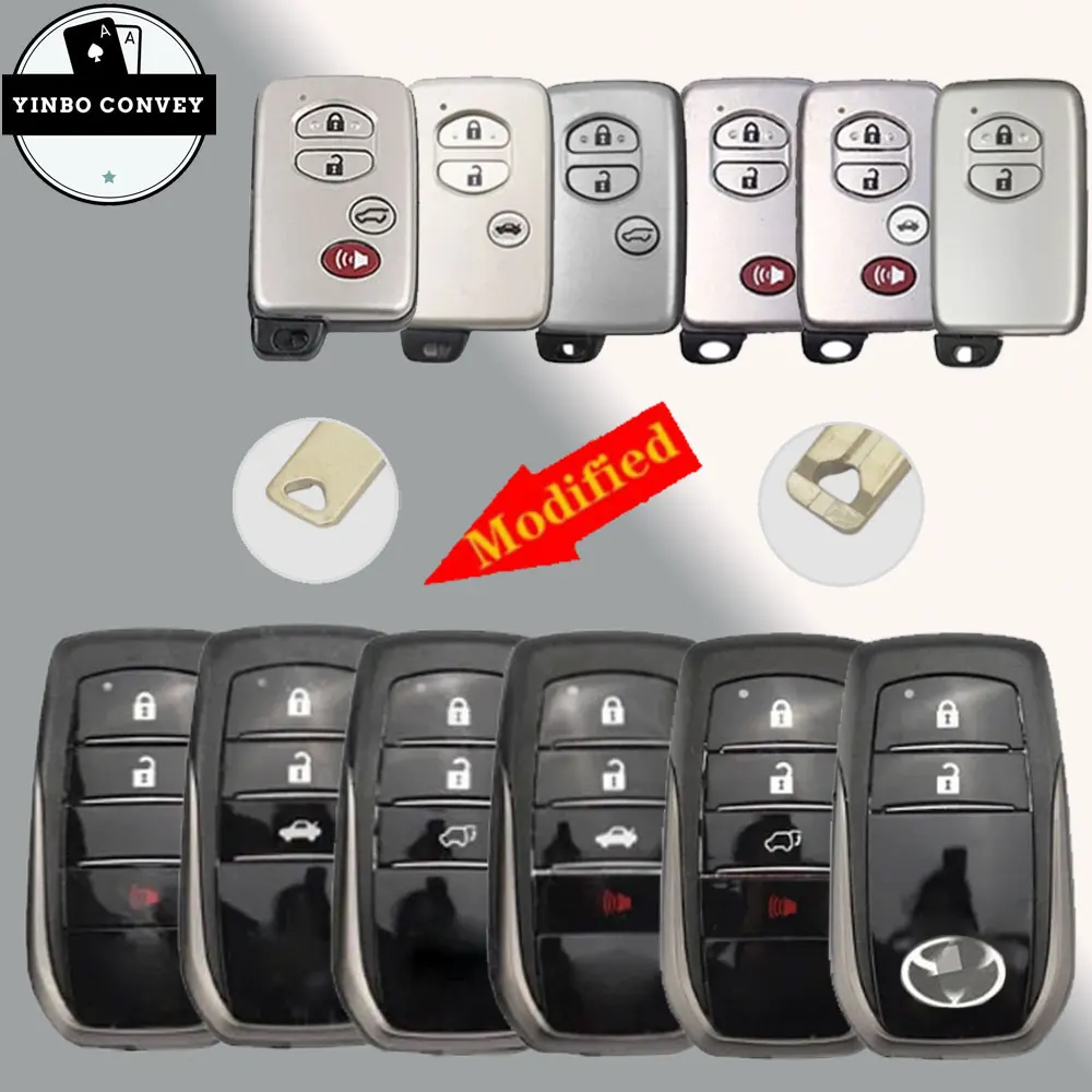 YINBO Modified Smart Remote Key Shell 2/3/4Button (Board 5290) With Emergency Key Blade For Toyota Camry RAV4 Prado Land Cruiser