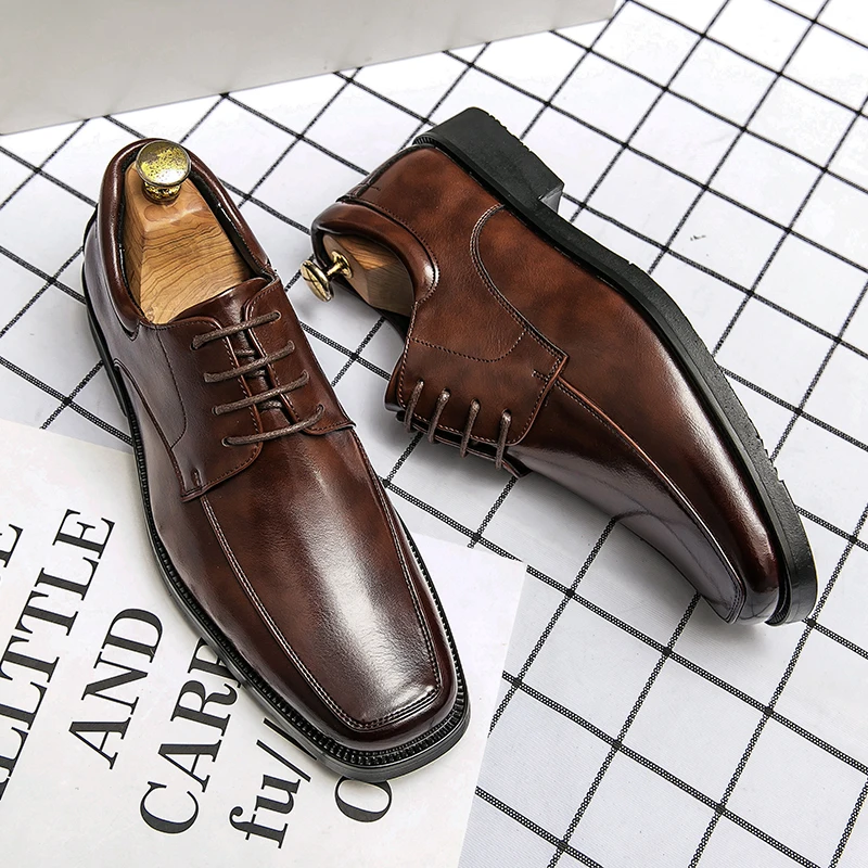 

Brand Men Leather Formal Business Shoes Male Office Work Flat Shoe Oxford Breathable Party Wedding Anniversary Designer Loafers