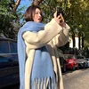 1PC Solid Color Imitation Wool Scarf Women Luxury Thick Shawl Wraps Winter Warm Long Tassel Hijab Foulard Femme Scarves 230*37cm 1