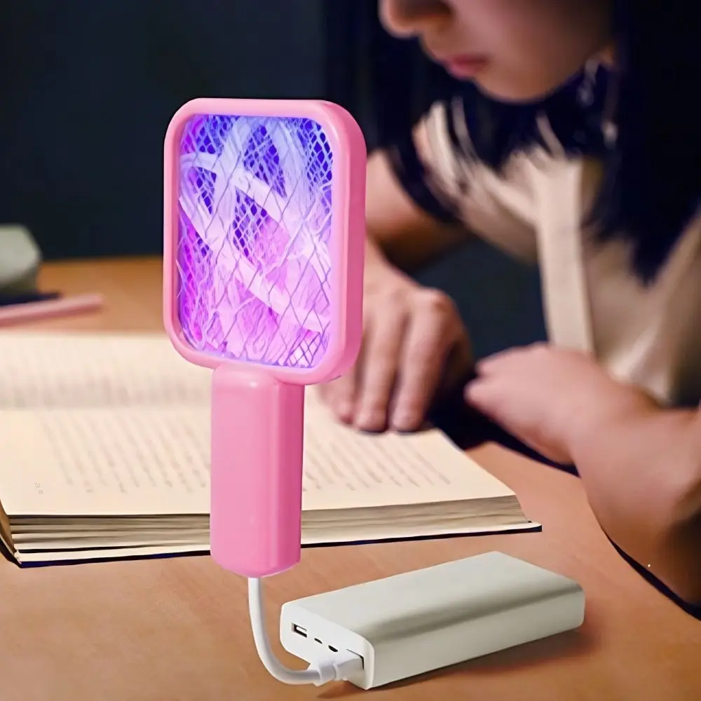 구부릴 수 있는 손잡이 USB 모기채 트랩 조절 가능한 방향 절연 보호망 미니 파리 벌레 퇴치기 공간 절약형