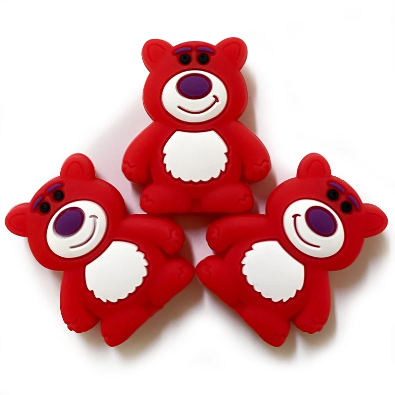 10pcs Silicone Strawberry bear Silicone Pacifier clip Molar Bead DIY Pacifier Chain Jewelry Accessories