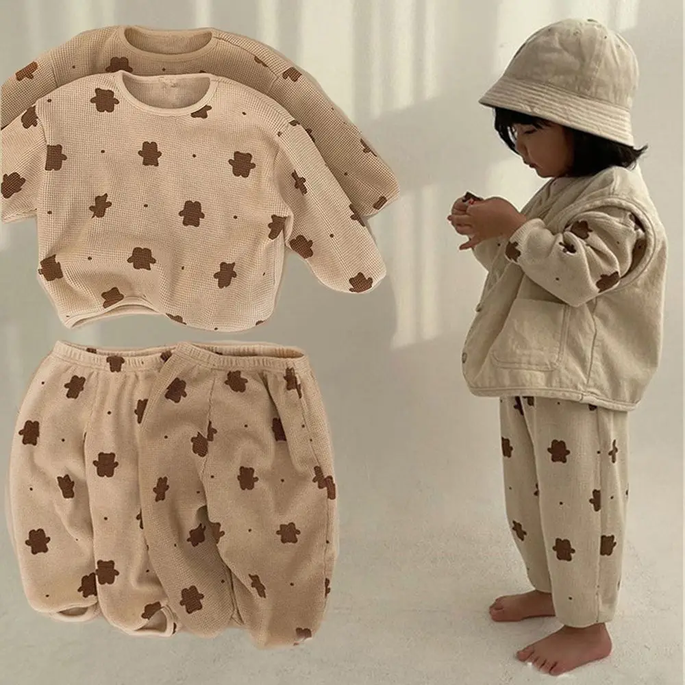 

Свитшот с длинным рукавом, повседневные брюки, яркий медведь, комплект одежды для малышей, комплект детской одежды, детская одежда, свитшот + штаны