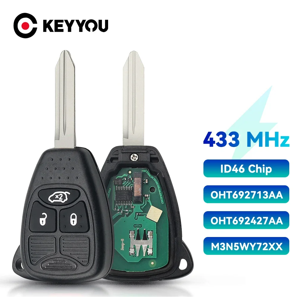 KEYYOU Fernbedienungs-Autoschlüssel für Dodge RAM JEEP Commander Compass Grand Cherokee Liberty Wrangler Chrysler OHT 692427 AA 315 MHz ID46