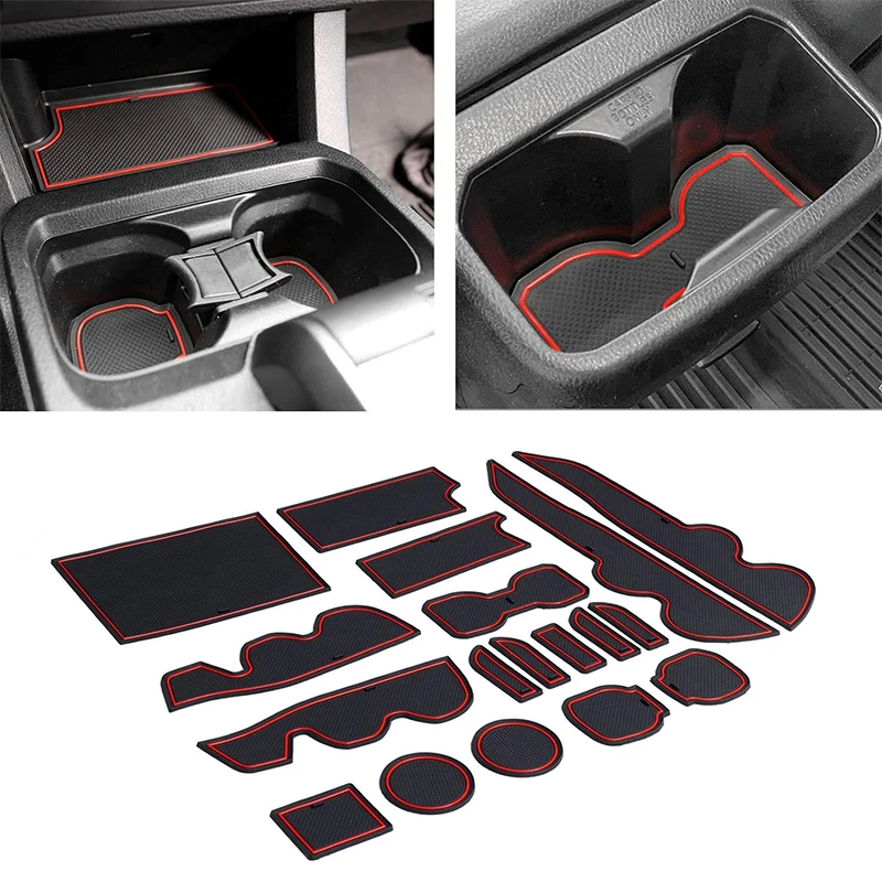 

For Toyota Tacoma 2016-2021 Car Front Back Door Slot Pad Mat Cup Holders Mats Armrest Storage Dashboard Box Pad Car Accessories