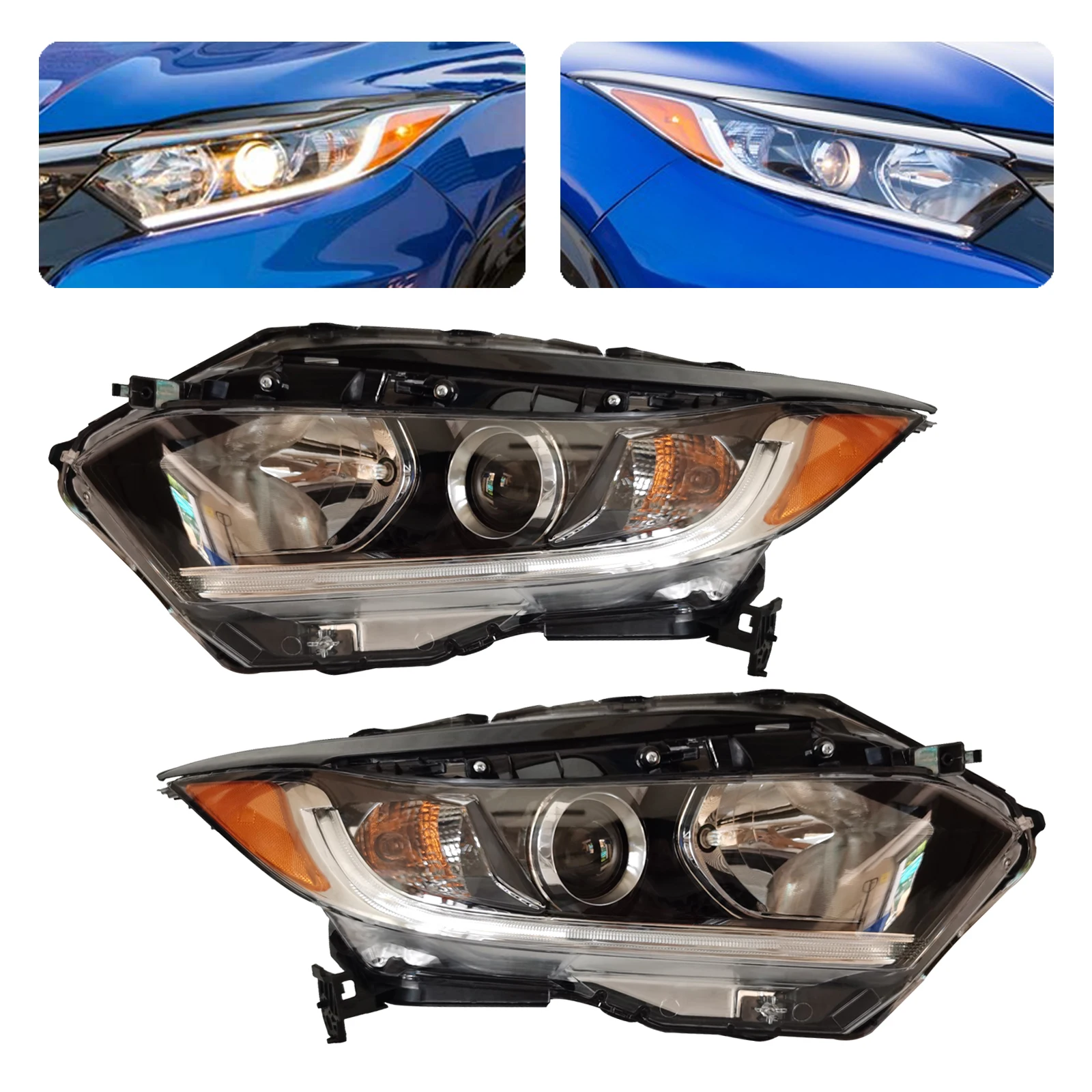 

RH+LH 1 Pair Halogen Headlamps Right&Left Headlights Assembly with LED DRL Fit For Honda HR-V HRV 2019 2020 2021