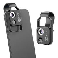200X Cell Phone Microscope Accessory with CPL Lens, Portable Mini Digital Microscope with LED Light/Universal Clip 2