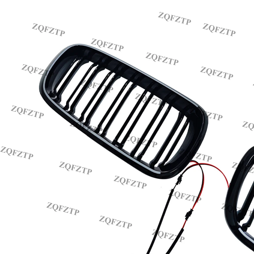 BMW X5 F15 2014-2018용 LED 라이트가 있는 전면 그릴, 발광 레이싱 그릴, 광택 블랙 레이싱 그릴