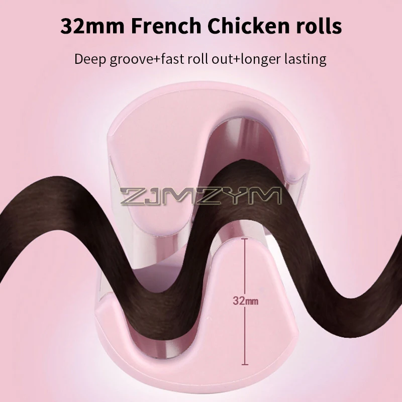 Hair Crimper 32mm Perm Instant Curls, Hair Volumizing Crimper, 15S Fast Heating, Crimping Iron Styling Tools for Women Girls