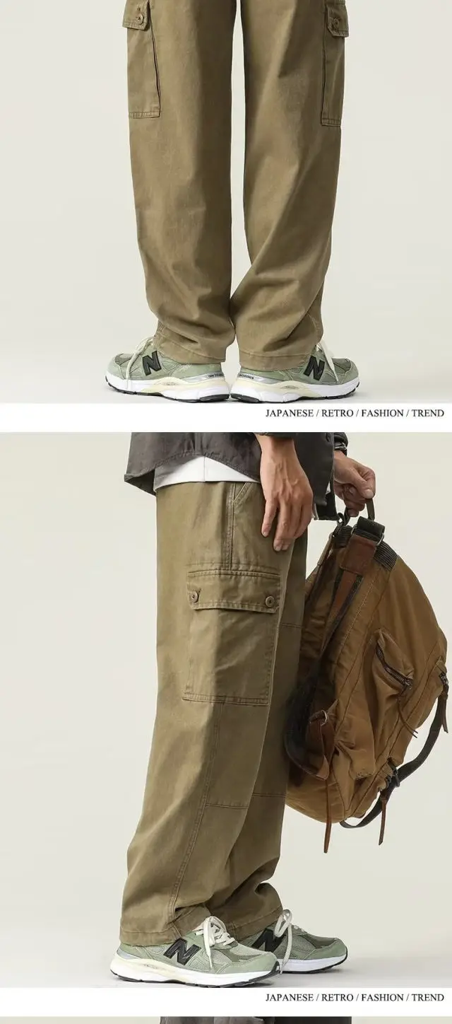 Description Picture 6 of itemNew Men Corduroy Cargo Pants High-quality Trendy Multi Pocket Trousers Unisex Japanese Harajuku Drawstring Overalls Streetwear