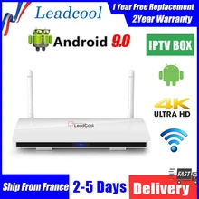 Leadcool iptv caixa android 9.0 caixa de tv amlogic s905w 1080p 4k android iptv caixa navio de frança smart tv ip leadcool 2gb 16gb