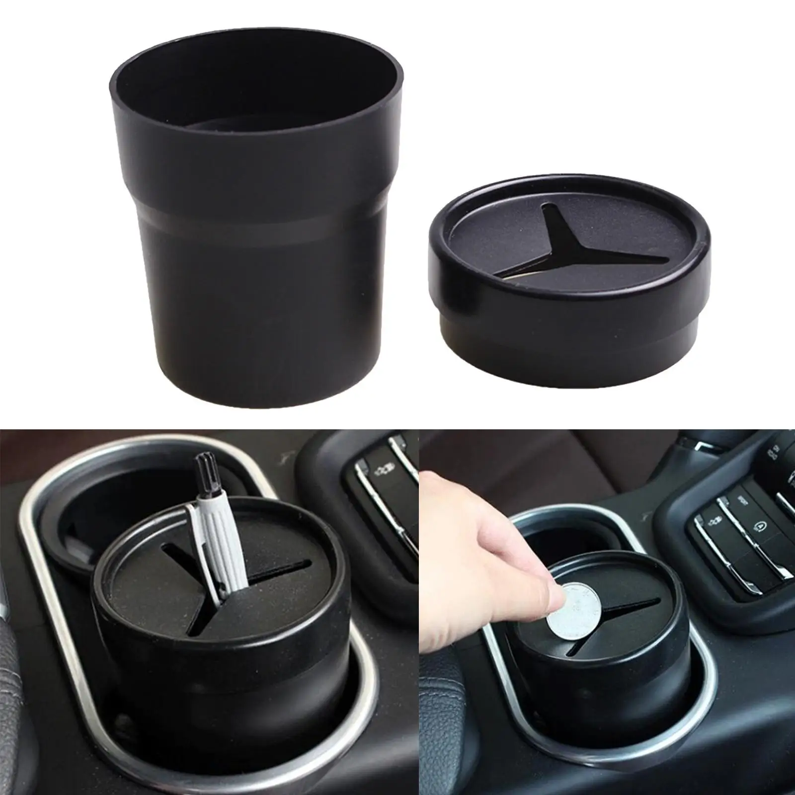 Car Trash Can Bin Leak-Proof Car Waste Basket Coin Holder Fit for
