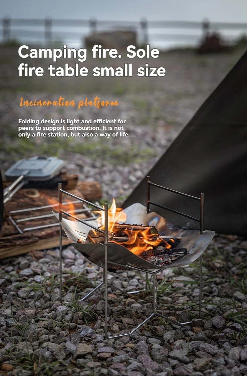 CAMPINGMOON Neuer Günstiger 1 Stück A4-Q Tragbarer Outdoor-Klappkamin mit Stahlkohlebett - Leichtes Feuerbett für Camping – Detail 1