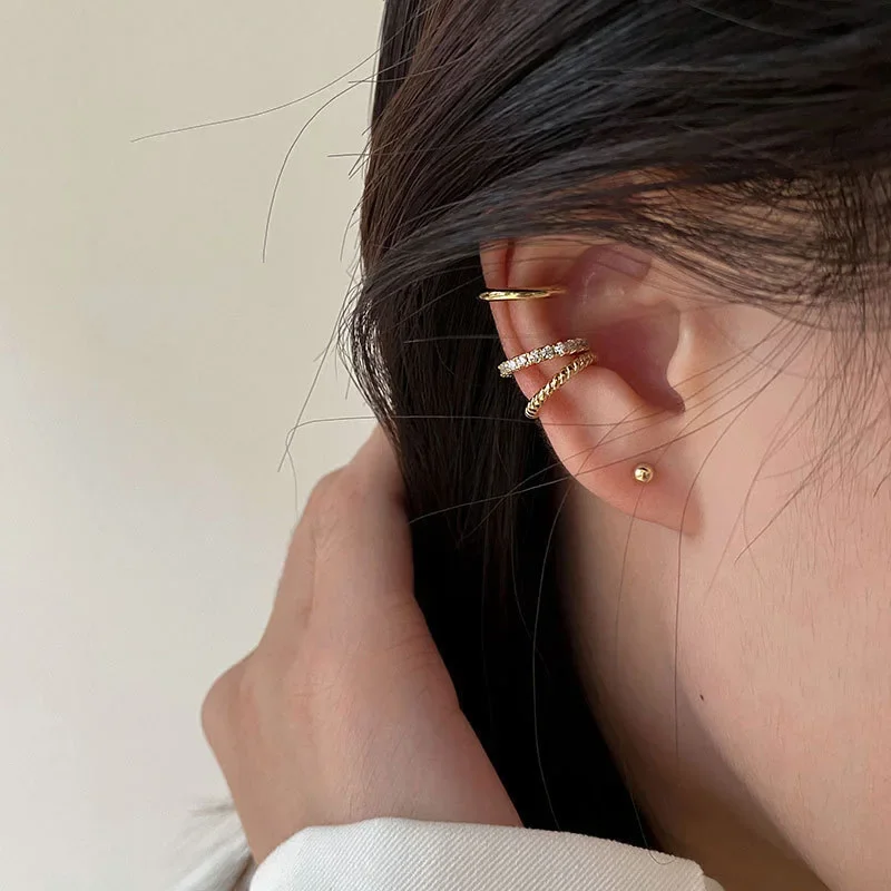 Delicate Zircon Cute Clip Earrings Women No Piercings Ear Cuff Fake Cartilage Earrings Clip on Jewelry 3Pcs/Set