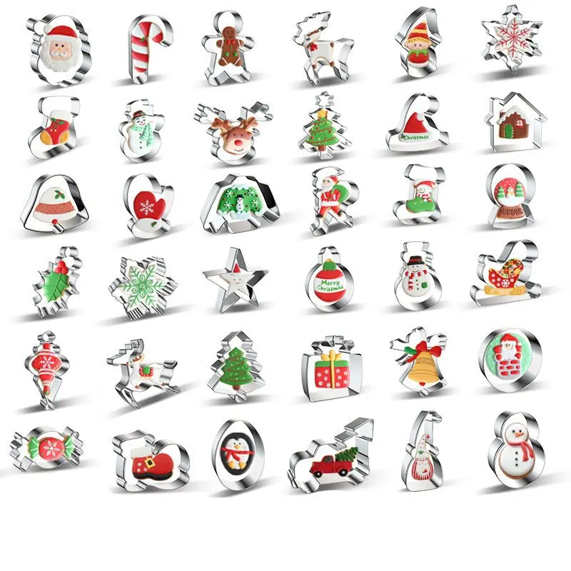 

1PC Christmas Cookie Mould Gingerbread Man Stainless Steel Biscuit Cutters for Christmas DIY Fruit Cut Shape Baking Supplies