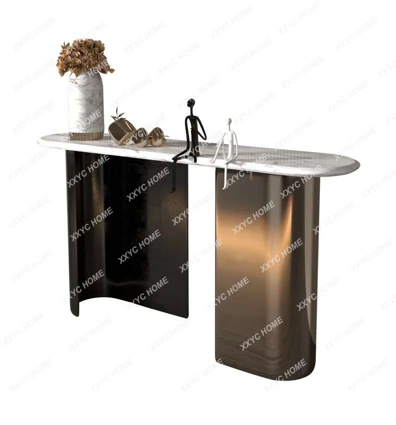 

Stainless Steel Console Marble Wall Console Tables Home Entrance Cabinet