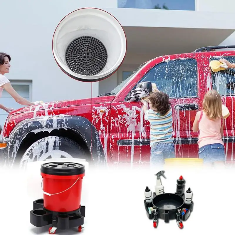 Car Wash Bucket Base Car Wash Cleaning Trolly With 5 Wheels Easy Push Washing Roller Heavy Duty Washing Tools For Detailing