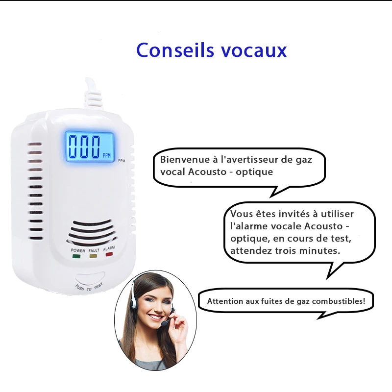Combination CO Carbon Monoxide Detector Combustible Gas Leak Sensor Sensitive Auto Detect Failure Fire Alarm EU Plug AC 90V-220V