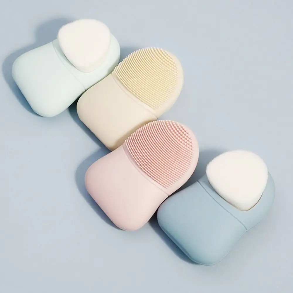 

Silicone Facial Cleansing Brush Soft Blackhead Remover Double Head Facial Cleanser Remove Makeup Pebble Shape Face Scrubber