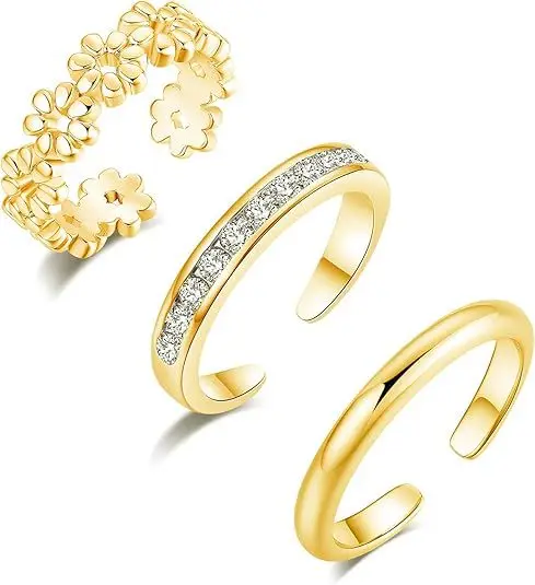 14K Gold-Filled Adjustable Toe Rings, 3-Piece Set product image