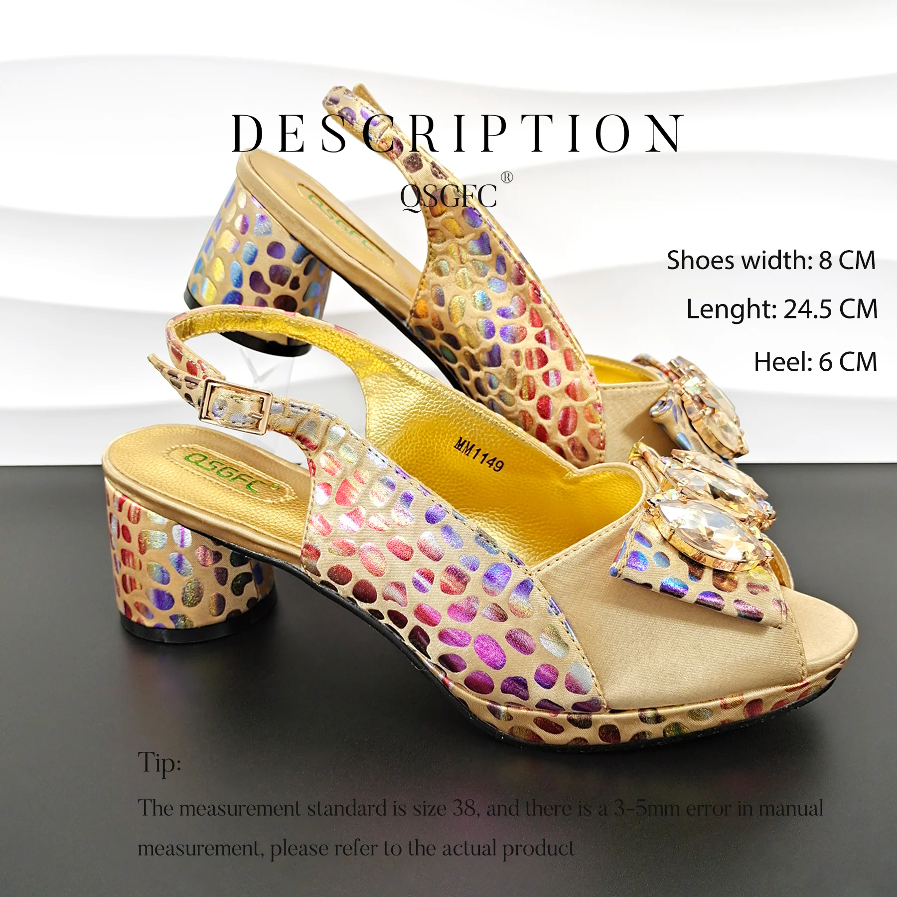 Nigeria 2024 New Style Gold Satin Open Toe Heels Italian