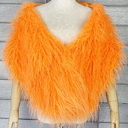 Beach wool long hair bridal fur cape nightclub imitation fur bridesmaid cape furry dress vest