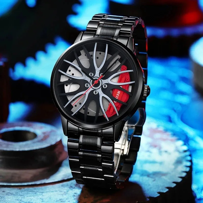 

Fashion Trend Non-Mechanical Men's Watch for Racing Wheel Creative Sports Hand Clock Male Quartz Wristwatch Cheap Wholesale