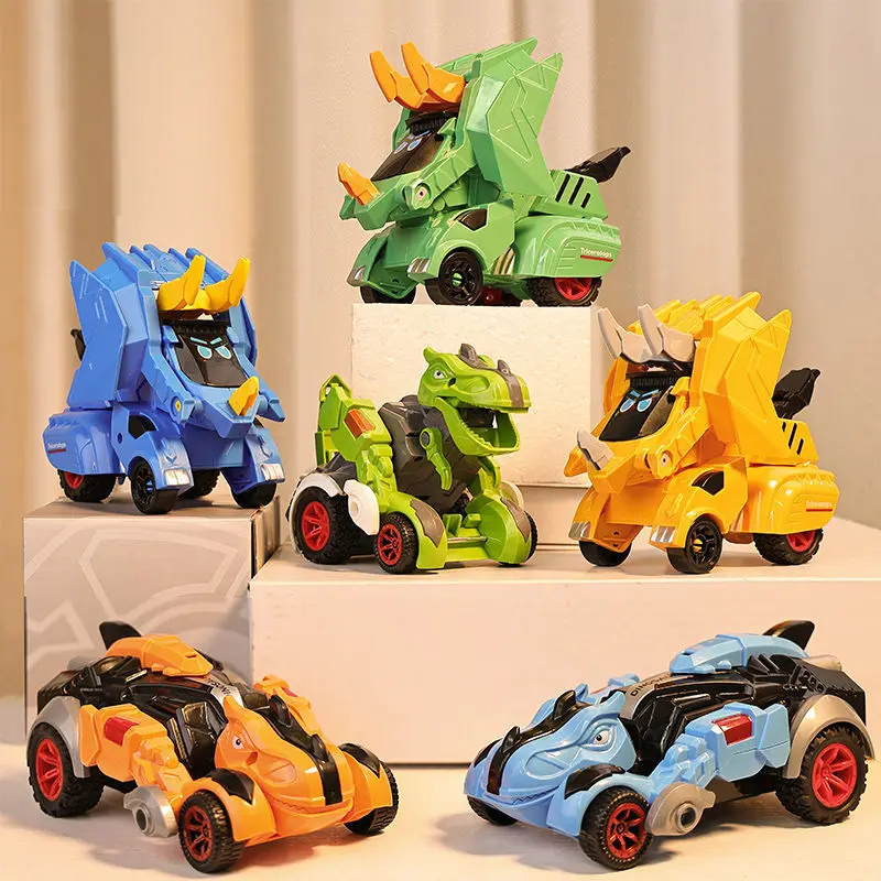 

One-key Deformation Car Toys Automatic Transform Dinosaur Robot Plastic Model Car Funny Diecasts Toy Boys Amazing Gifts Kid Toy