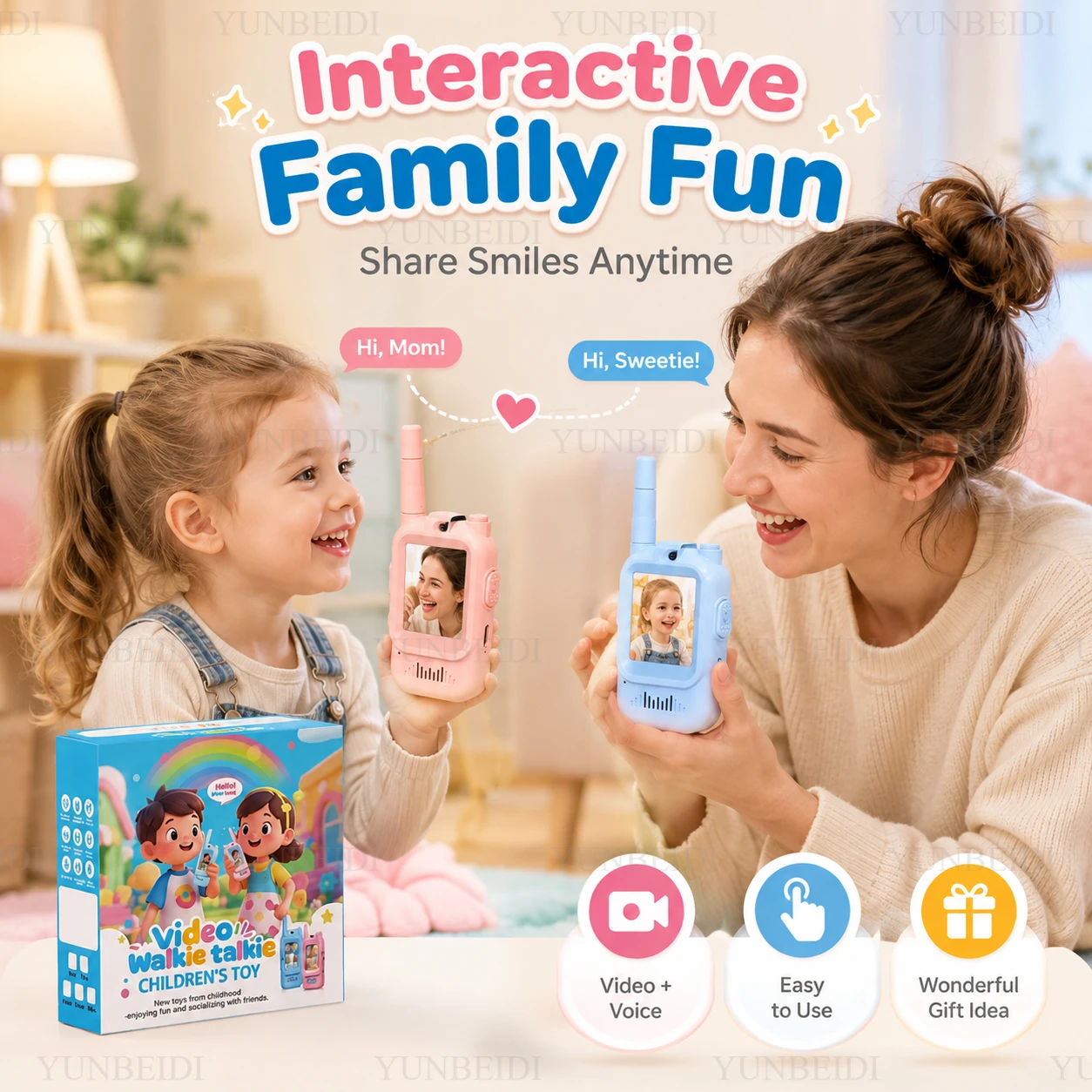 Walkie-talkie HD per bambini, 2 pezzi, 2 stili, interfono, ricarica USB, per interni ed esterni, giocattoli per bambini, regali di compleanno per ragazzi e ragazze dai 3 anni in su - immagine 5