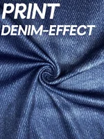 plus Size Faux Denim Print Capri Leggings High Stretch Comfortable Mid-Calf Knit Pants for Casual Wear - Image 4