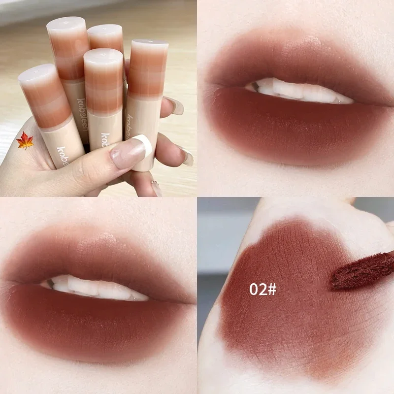 Nude Glaze Soft Matte Silky Liquid Lipstick Mousse Velvet Autumn/Winter Girl Mud Dark Red Brown Lip Tint Makeup Cosmetic_voghion.com