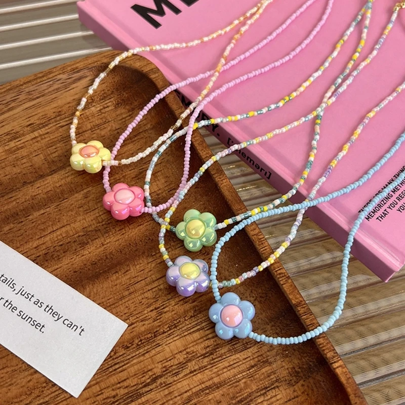 

Очарование с цветочным принтом, ожерелье из бисера, женское модное колье-колье, вечерние ювелирные изделия, подарок