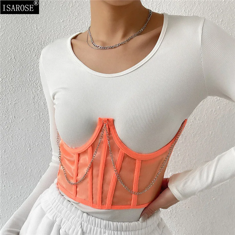 

Женский модный пояс isроза, дышащий сетчатый бандаж на спине, на косточках, Fishbone, однотонные аксессуары для одежды с цепочкой