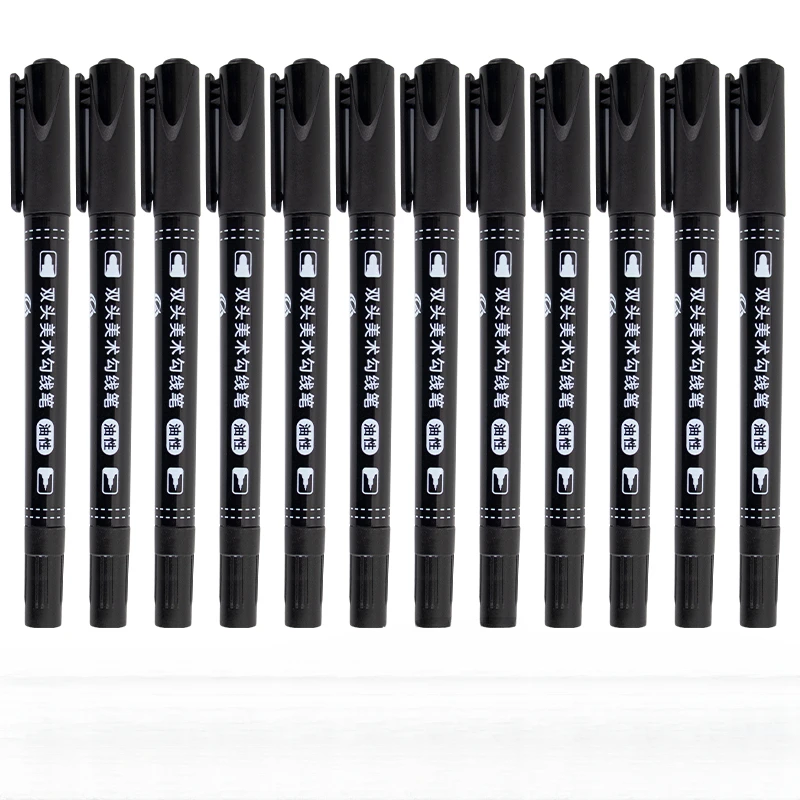 Marker Pen 100pcs Double-head Oily Black