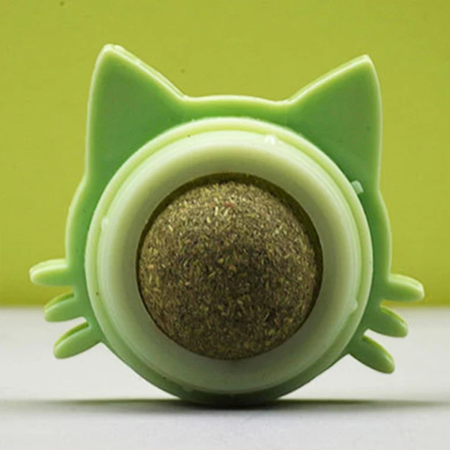 Pet Catnip Ball Toy Natural Mint Promotes Digestion Cat Grass Wall Sticker Ball Can Be Rotated Cat Lick Candy Snacks Kitten Toy 5